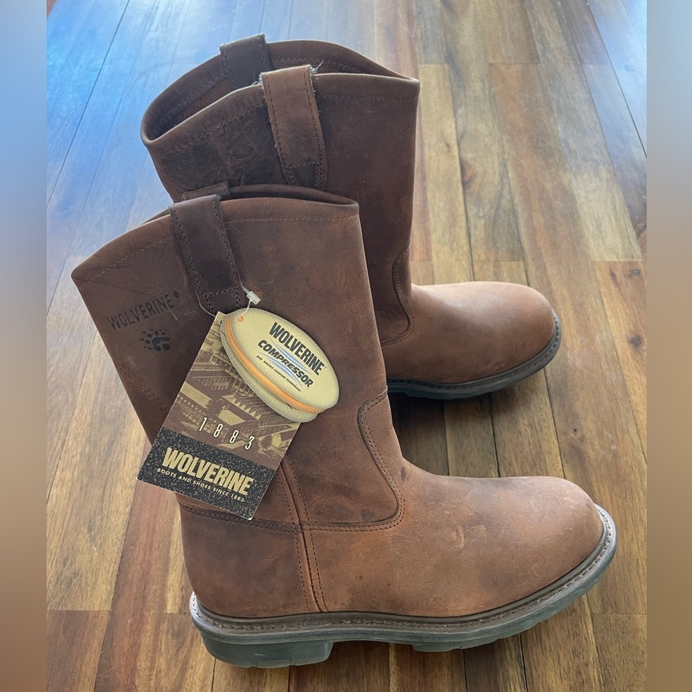 Wolverine Durashocks Brown Pull-On Leather Work Boots men’s EU 42